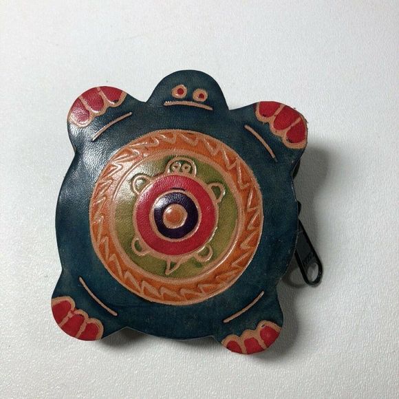 MOMBASA PURSE TURTLE LEATHER COLORFUL Coin Purse - Picture 3 of 12